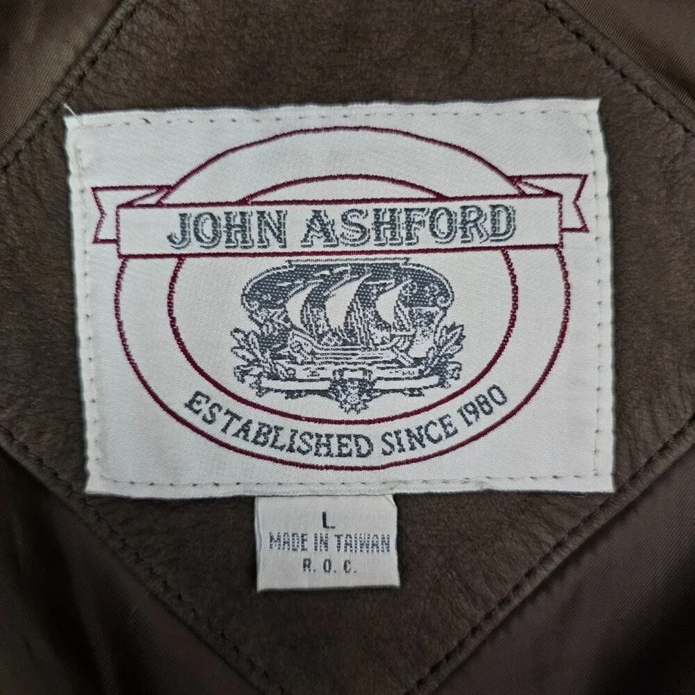 John Ashford Men's Vintage Leather Quilted Aviator Bomber Jacket